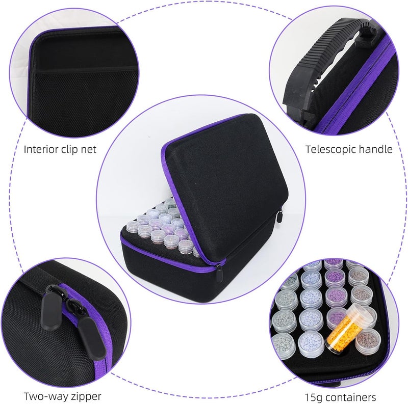 LEIYULY 120 Slots Diamond Art Storage Case with 120 Secure Containers, Diamond Art Pens, Tools, and Portable Bead Storage Boxes - Image 3